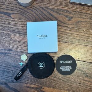 CHANEL Black Pouch with Keychain Set